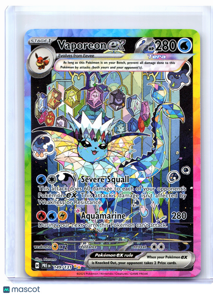 2025 Pokemon—Vaporeon ex #149/131 Prismatic Evolutions—Special Illustration Rare