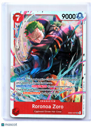 2026 One Piece—Roronoa Zoro #EB04-007 Adventure on Kami's Island—Super Rare Foil