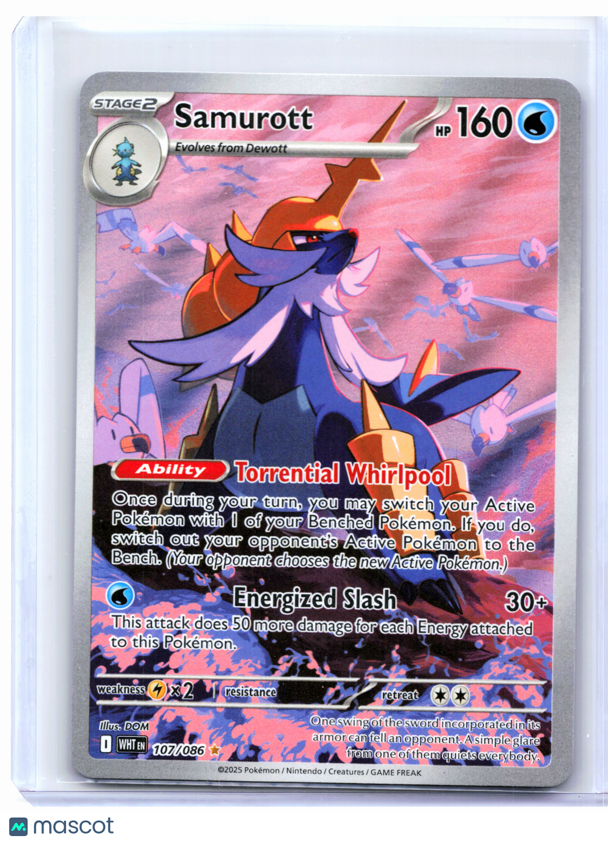 2025 Pokemon—Samurott #107/086 White Flare—Illustration Rare Holo