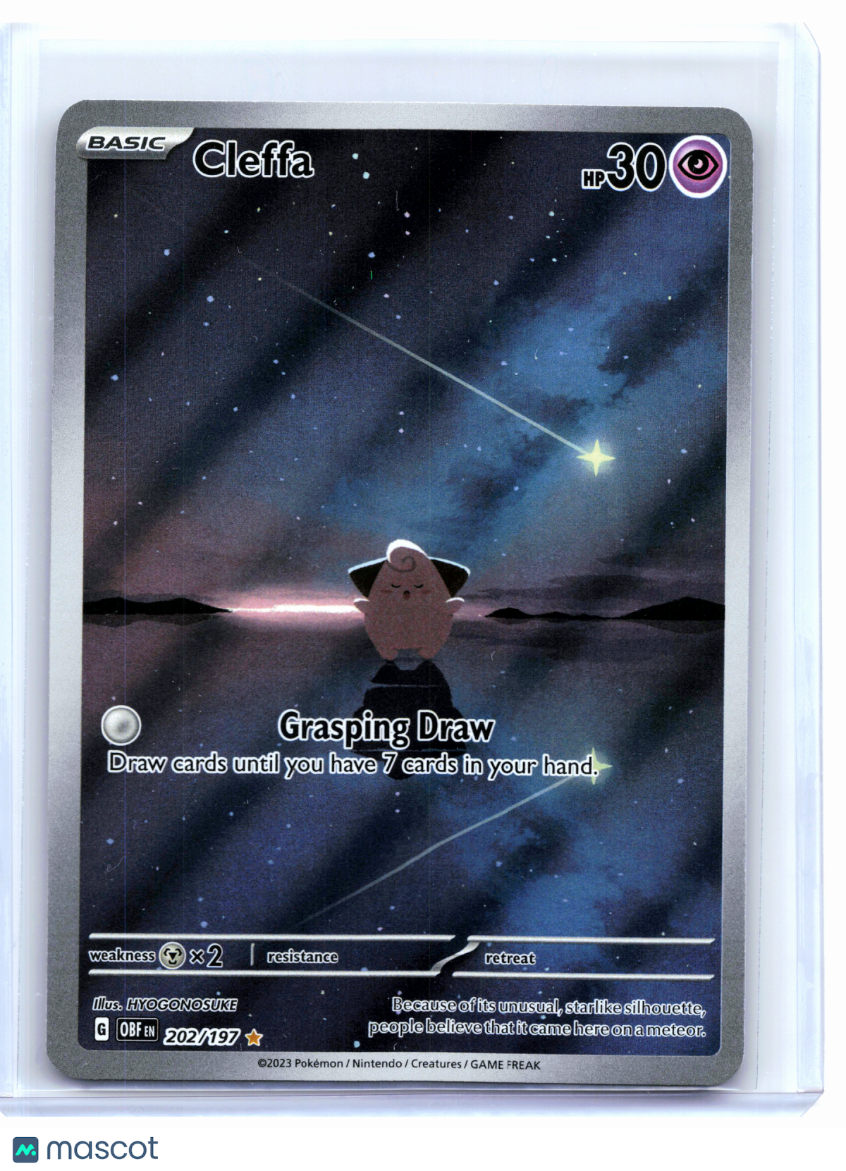 2023 Pokemon—Cleffa #202/197 Obsidian Flames—Illustration Rare Holo
