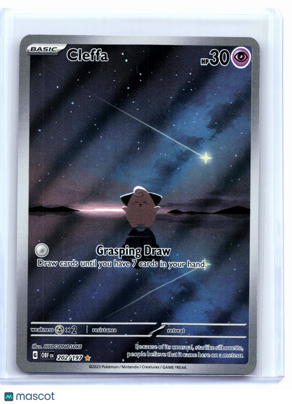 2023 Pokemon—Cleffa #202/197 Obsidian Flames—Illustration Rare Holo