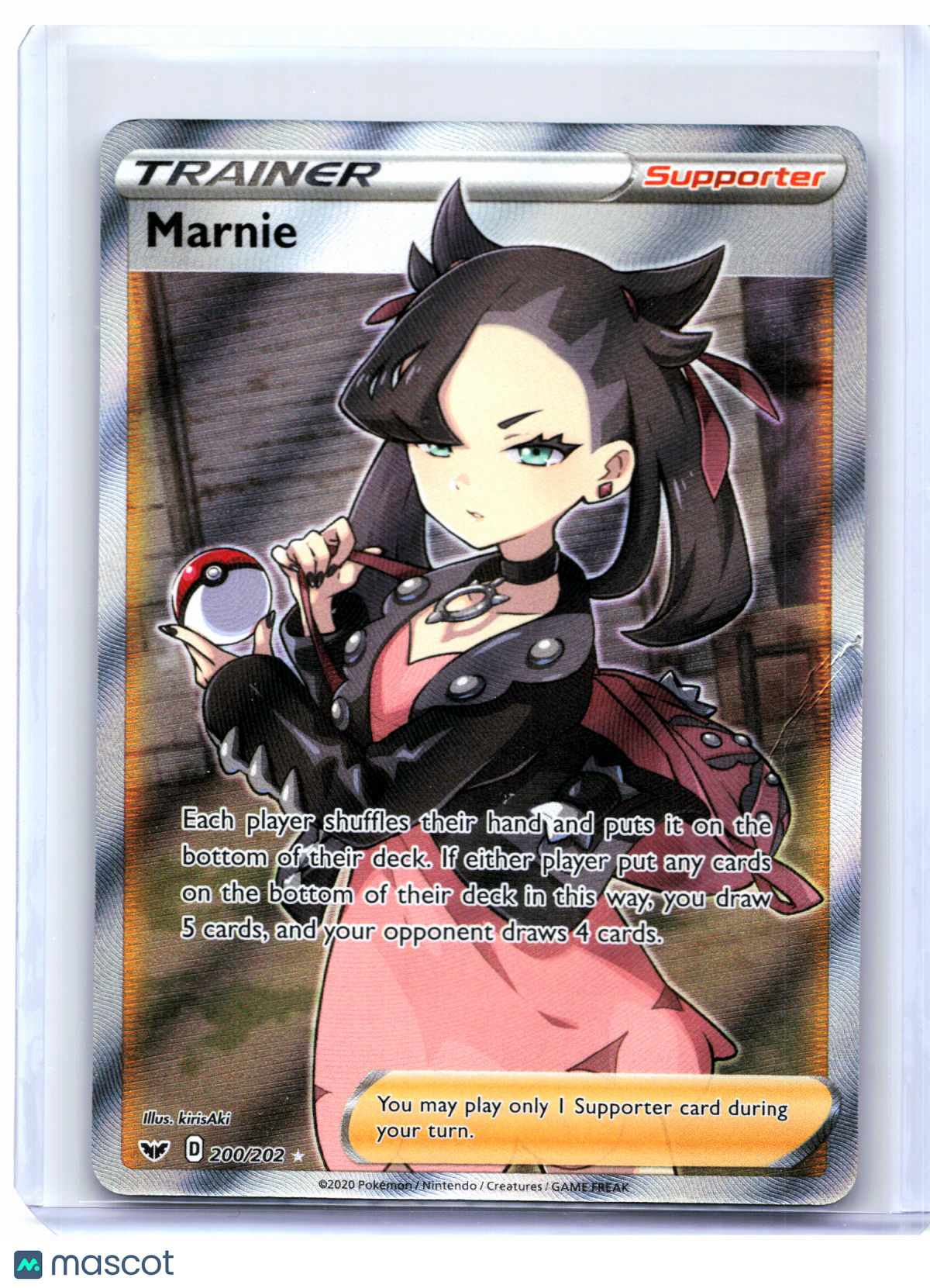 2020 Pokemon—Marnie (Full Art) #200/202 Sword & Shield Base Set—Ultra Rare [DMG]