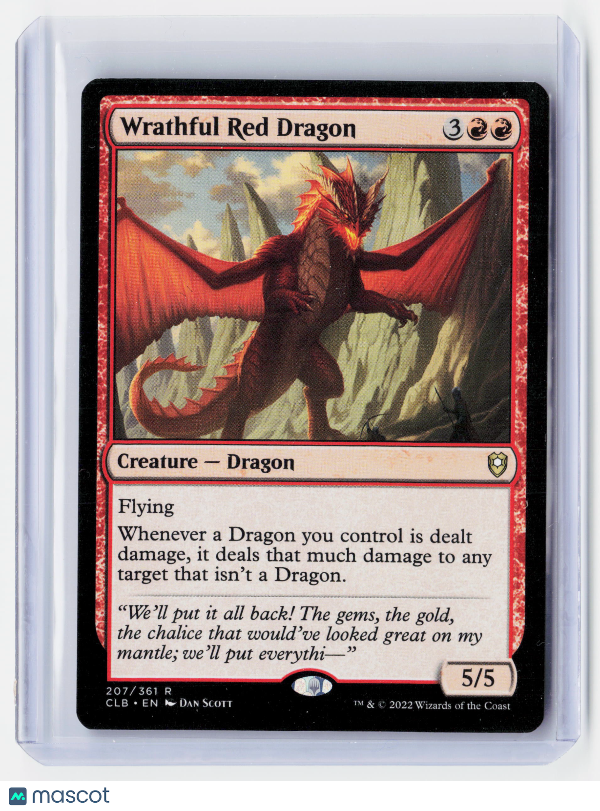 2022 Magic: The Gathering—Wrathful Red Dragon #207/361 (CLB)—Rare Nonfoil