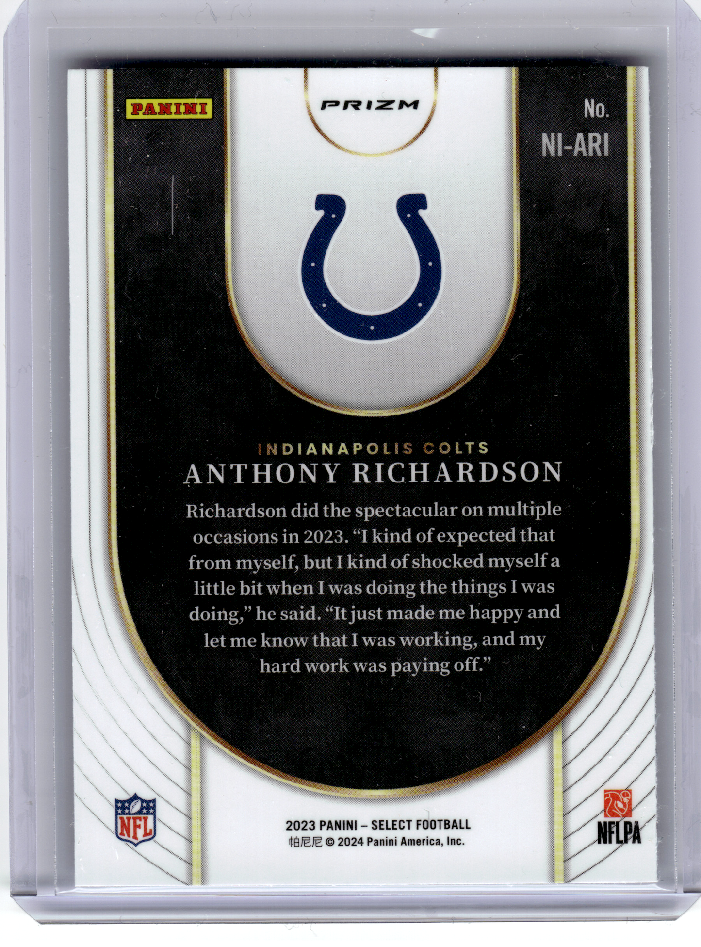 2024 Panini Select Prizm Neon Icons Football—Anthony Richardson #NI-ARI RC