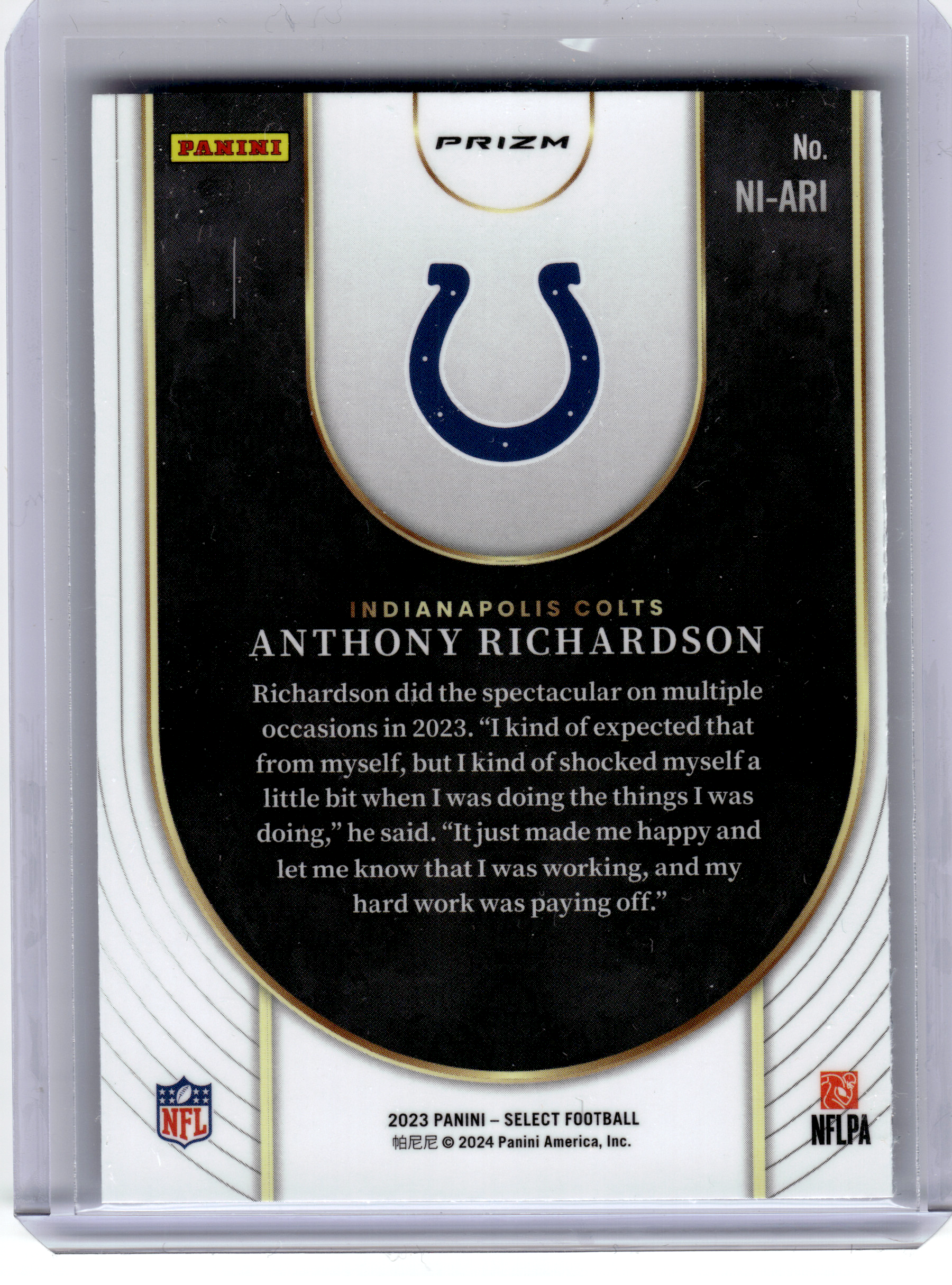 2024 Panini Select Prizm Neon Icons Football—Anthony Richardson #NI-ARI RC