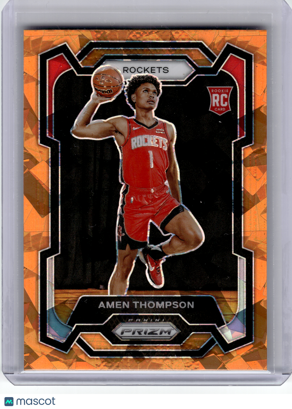 2023 Panini Prizm Basketball—Amen Thompson #150 Orange Ice RC
