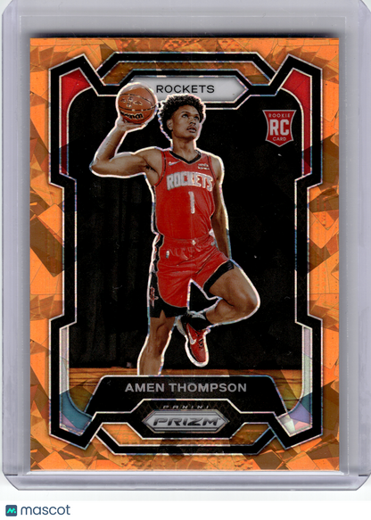 2023 Panini Prizm Basketball—Amen Thompson #150 Orange Ice RC