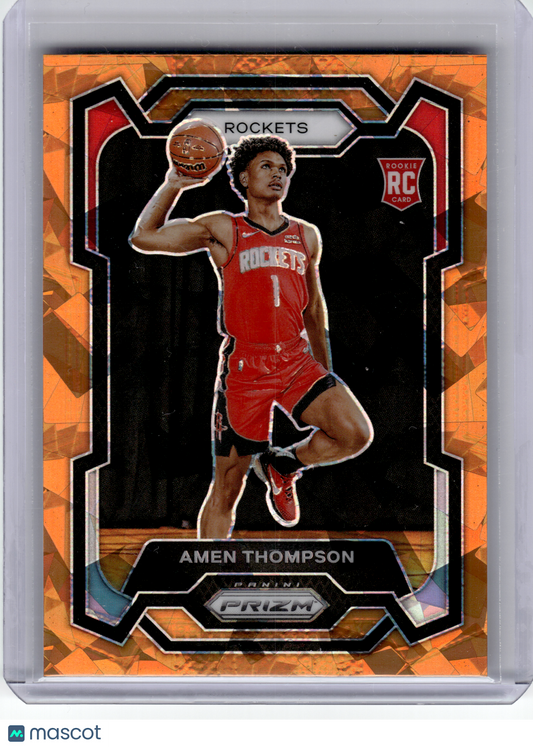 2023 Panini Prizm Basketball—Amen Thompson #150 Orange Ice RC