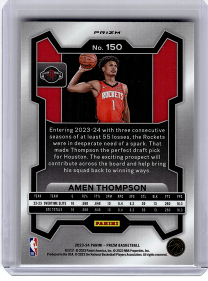 2023 Panini Prizm Basketball—Amen Thompson #150 Orange Ice RC