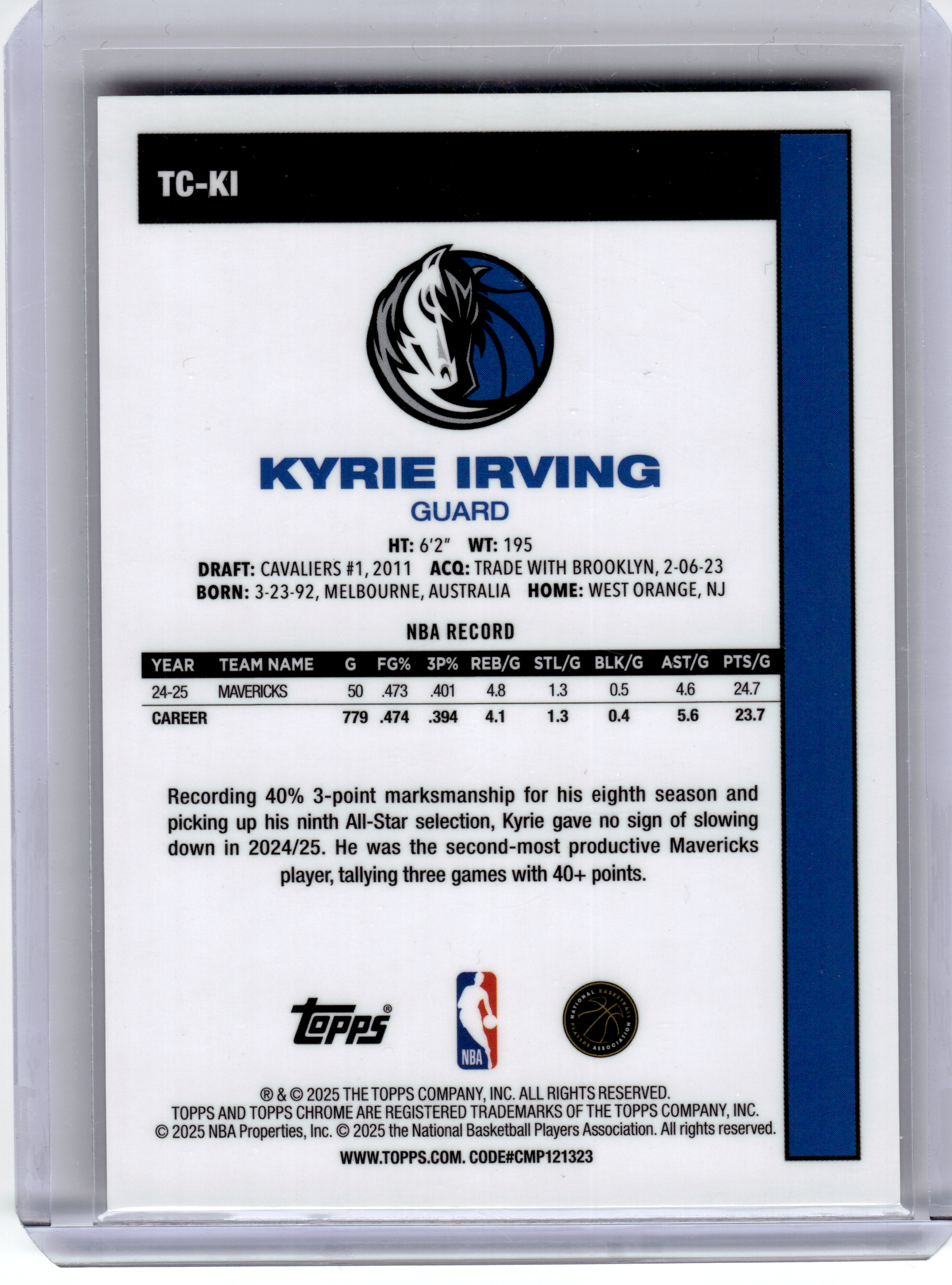 2025 Topps Chrome Basketball—Kyrie Irving #TC-KI Red Mojo 2/5