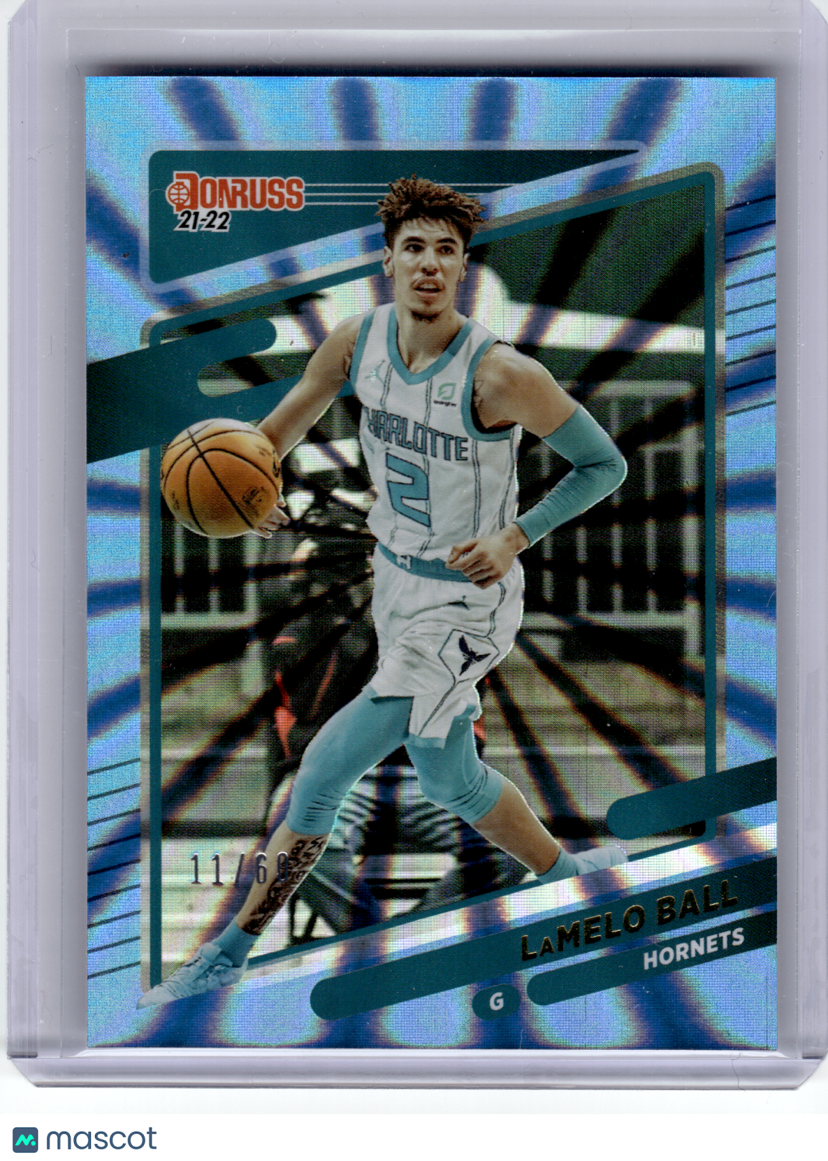 2021 Panini Donruss Basketball—LaMelo Ball #111 Blue Laser 11/60