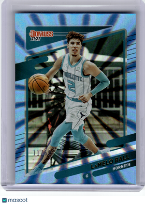 2021 Panini Donruss Basketball—LaMelo Ball #111 Blue Laser 11/60