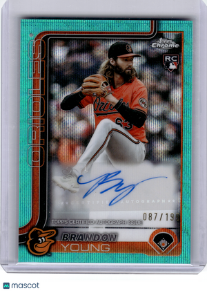 2025 Topps Chrome Baseball—Brandon Young #AC-BY Aqua RayWave 087/199 RC