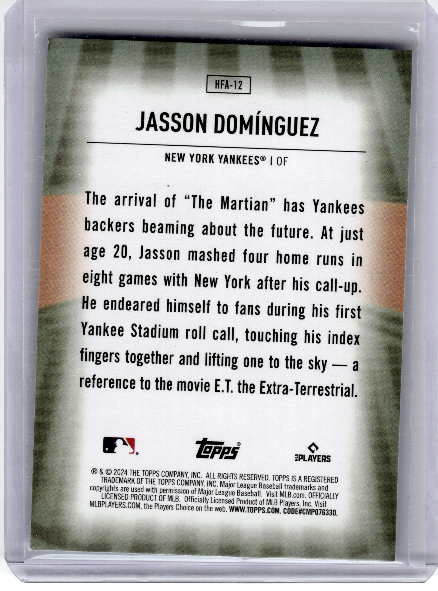 2024 Topps Home Field Advantage Baseball—Jasson Dominguez #HFA-12 RC