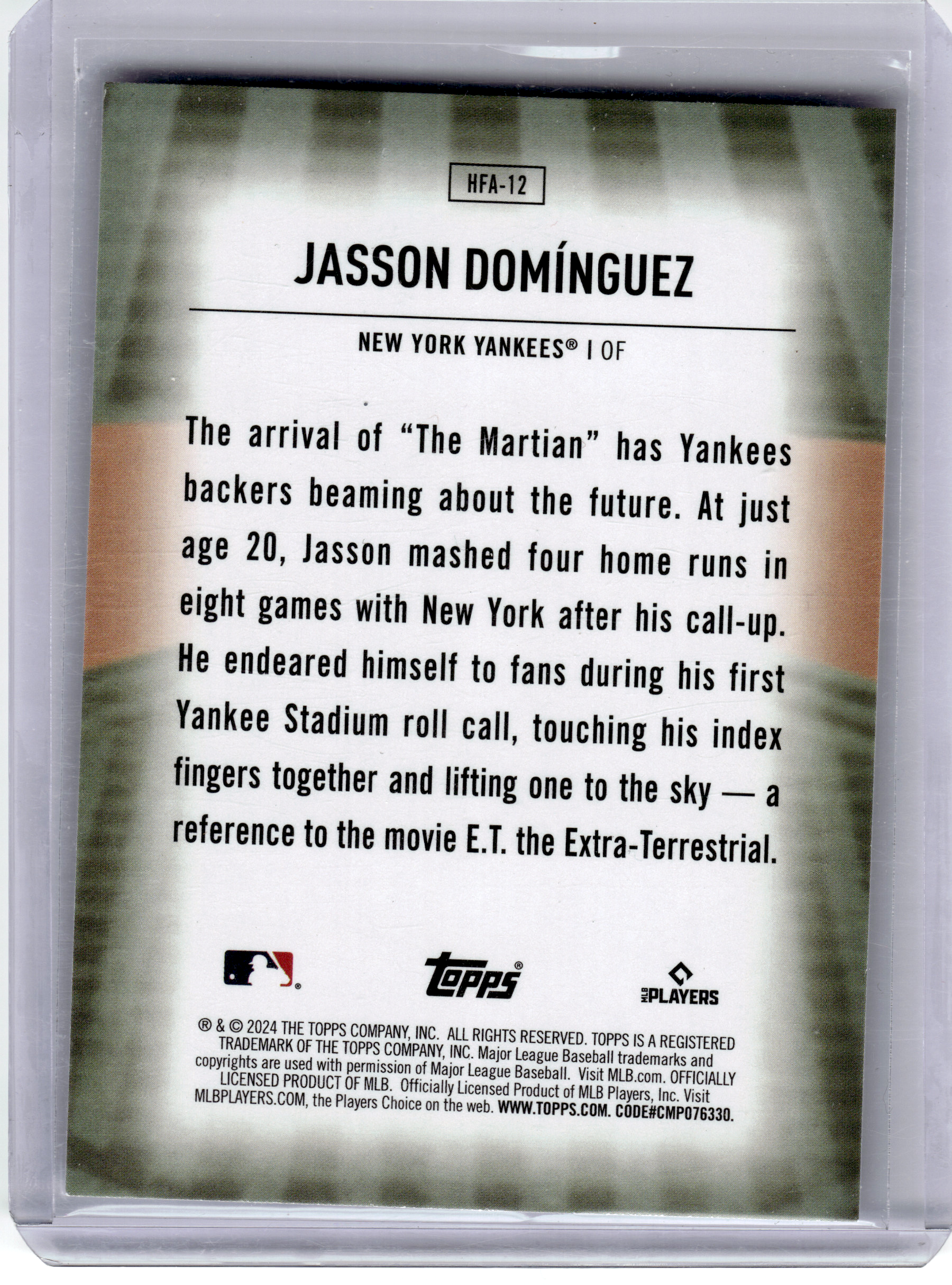 2024 Topps Home Field Advantage Baseball—Jasson Dominguez #HFA-12 RC