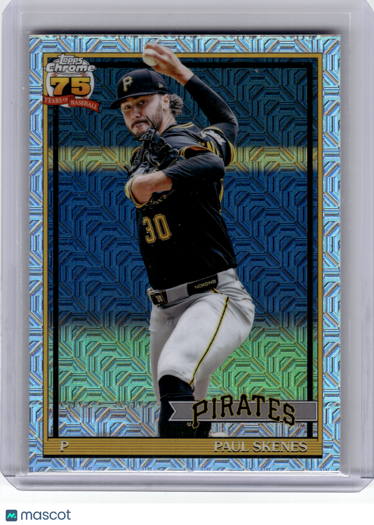 2025 Topps Chrome 75 Years of Baseball—Paul Skenes 91C-39 Silver Mojo Refractor