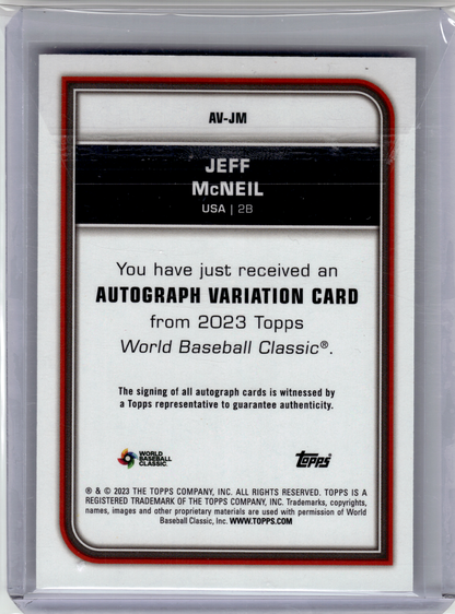 2023 Topps World Baseball Classic Baseball—Jeff McNeil #AV-JM Silver Prizm