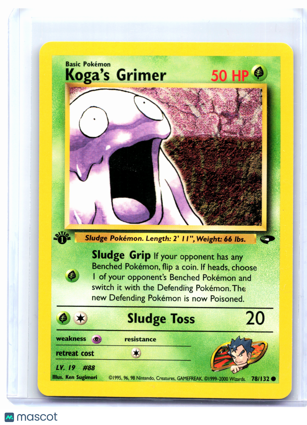2000 Pokemon—Koga's Grimer #78/132 Gym Challenge—Common Nonholo (1st Edition)
