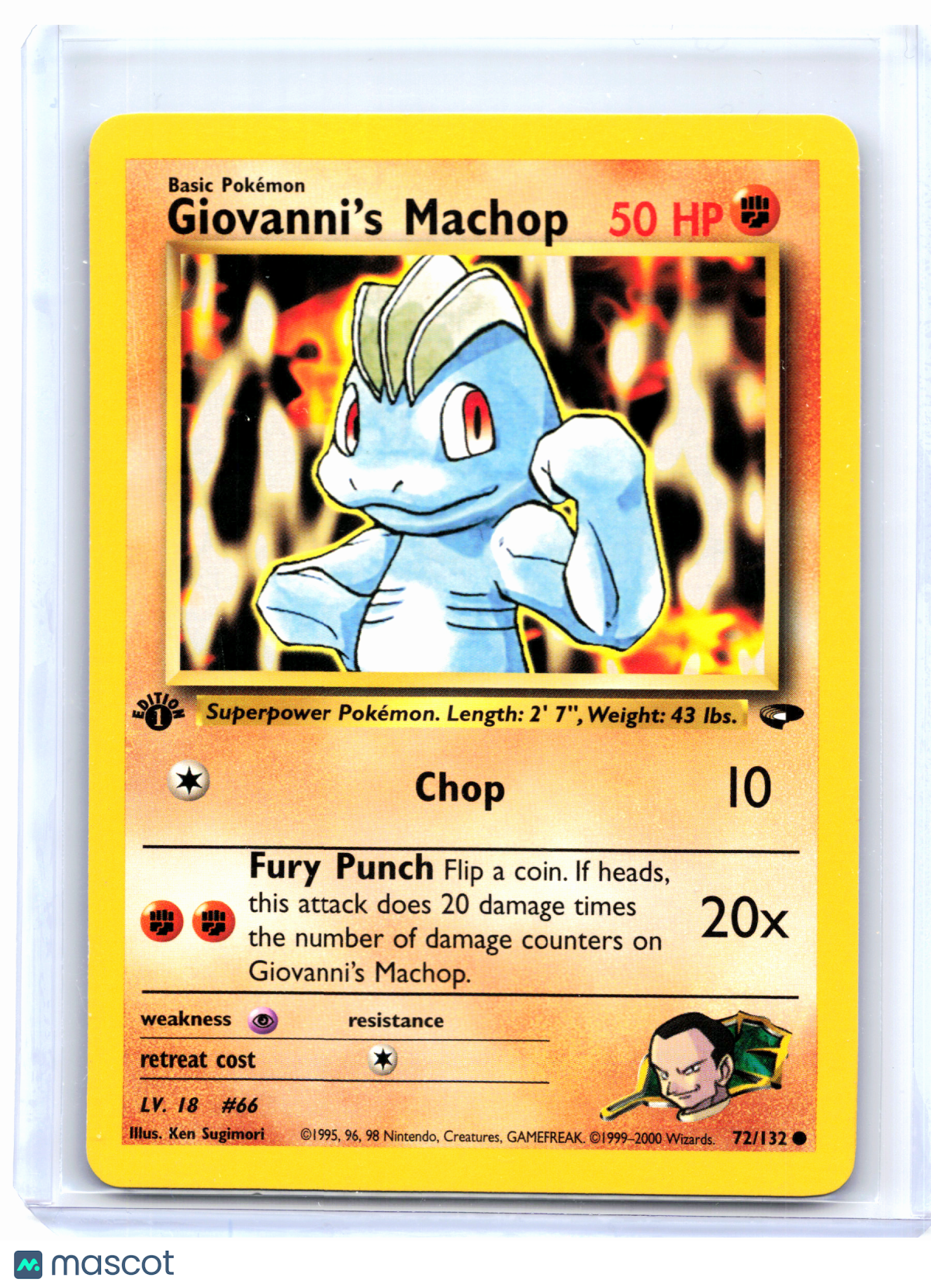 2000 Pokemon—Giovanni's Machop #72/132 Gym Challenge—Common Nonholo (1st Ed)