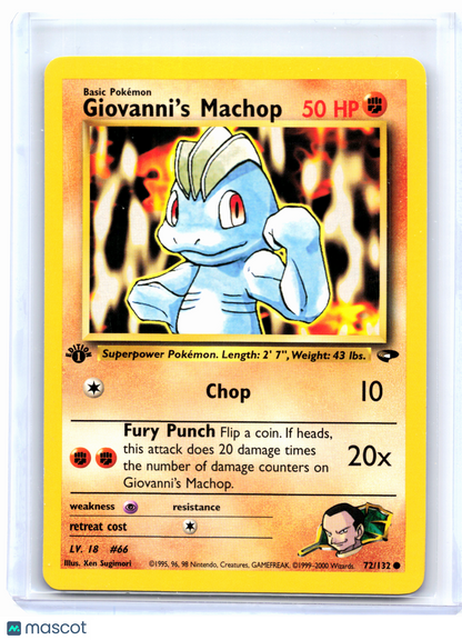 2000 Pokemon—Giovanni's Machop #72/132 Gym Challenge—Common Nonholo (1st Ed)