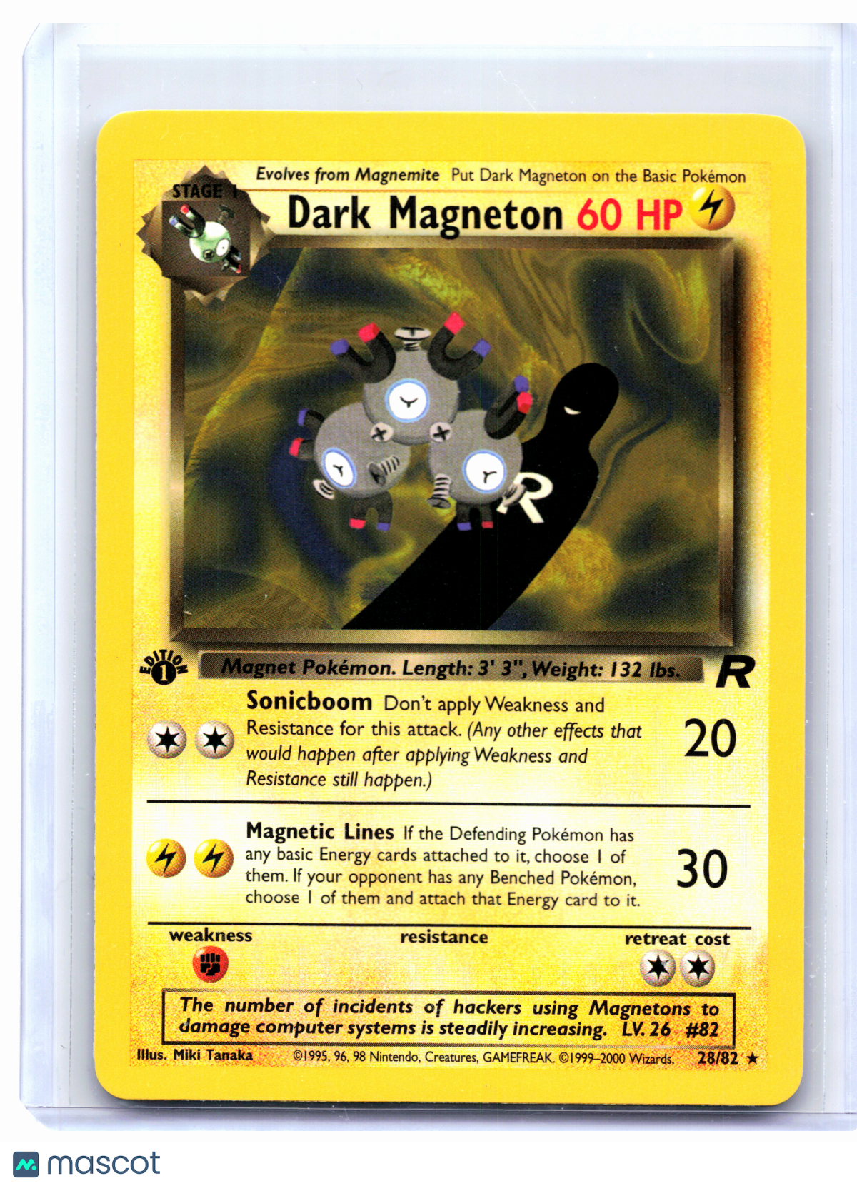 2000 Pokemon—Dark Magneton #28/82 Team Rocket—Rare Nonholo (1st Edition)
