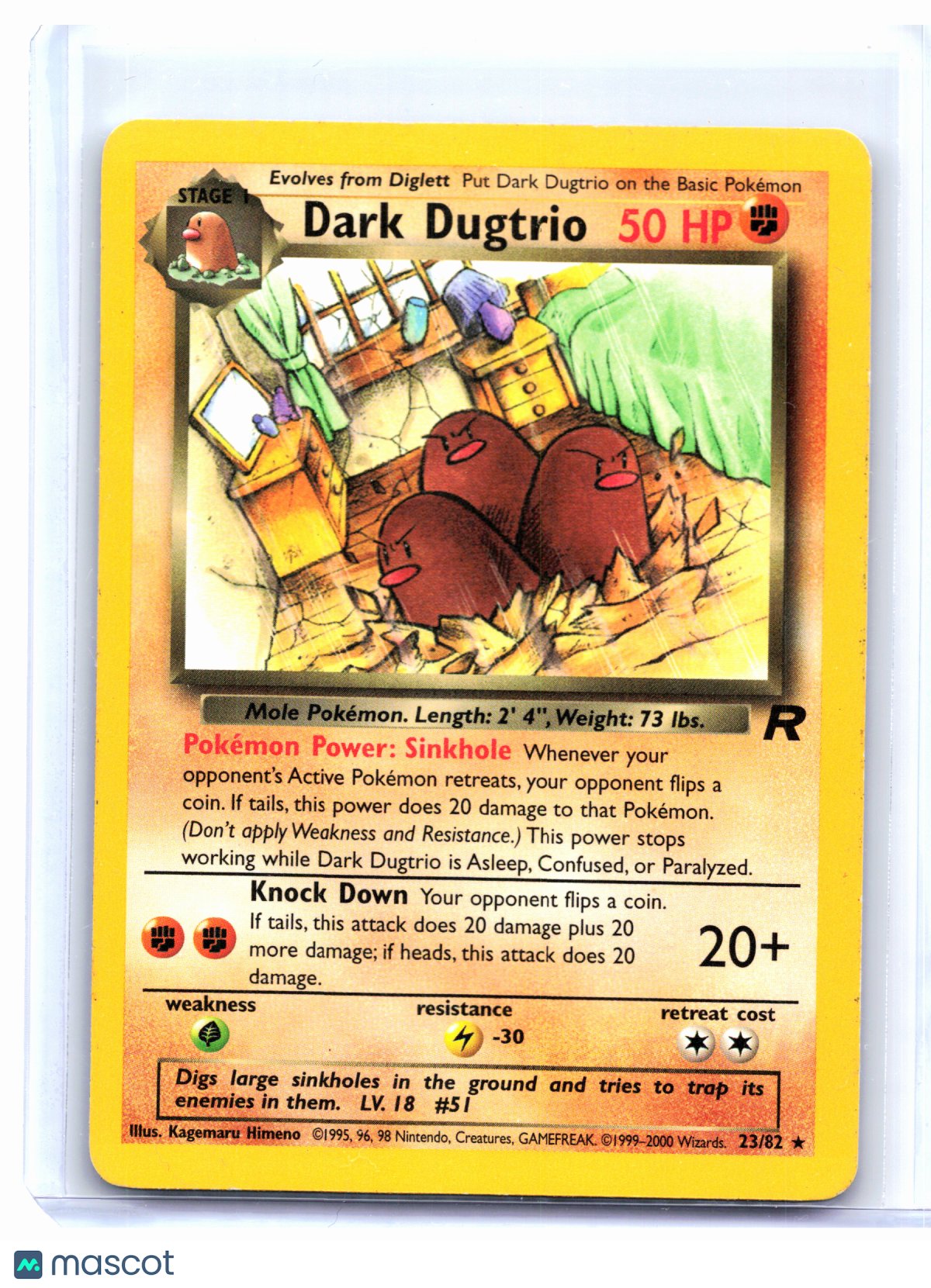 2000 Pokemon—Dark Dugtrio #23/82 Team Rocket—Rare Nonholo [Lightly Played]