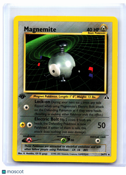 2001 Pokemon—Magnemite #26/75 Neo Discovery—Rare Nonholo (1st Edition) [LP]