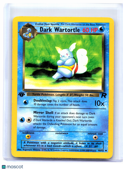 2000 Pokemon—Dark Wartortle #46/82 Team Rocket—Uncommon Nonholo (1st Ed) [MP]