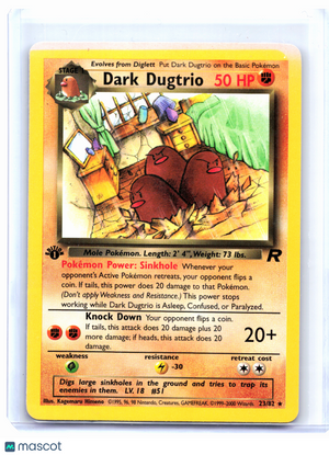 2000 Pokemon—Dark Dugtrio #23/82 Team Rocket—Rare Nonholo (1st Edition) [MP]