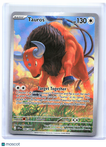 2026 Pokemon—Tauros #096/086 Chaos Rising—Illustration Rare Holo