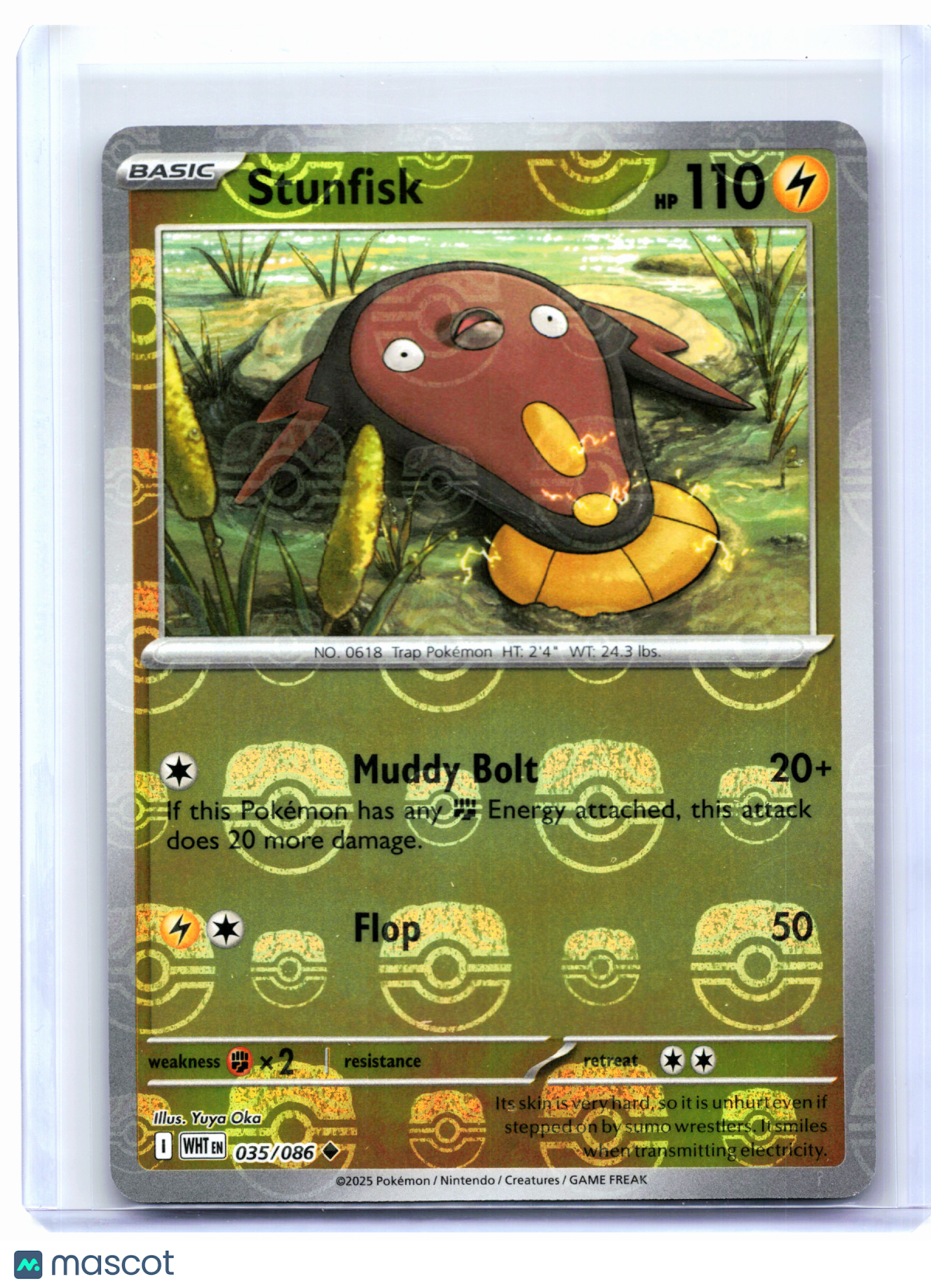 2025 Pokemon—Stunfisk (Master Ball Pattern) #035/086 White Flare—Uncommon Holo