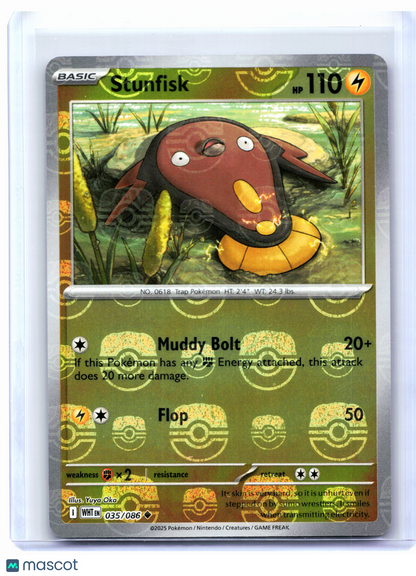 2025 Pokemon—Stunfisk (Master Ball Pattern) #035/086 White Flare—Uncommon Holo