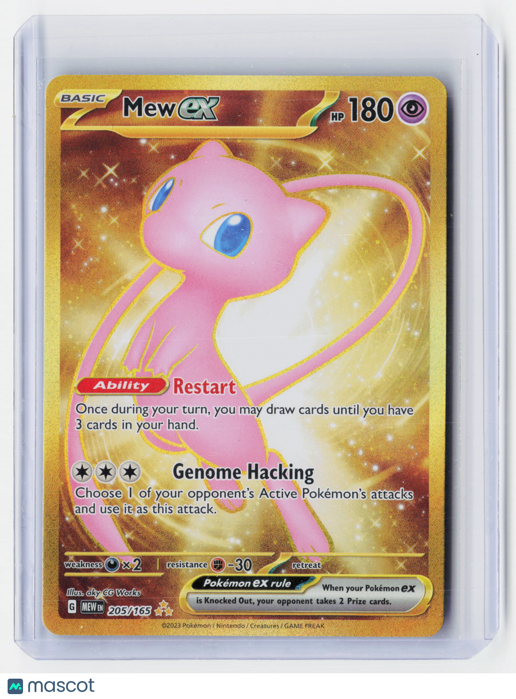 2023 Pokemon—Mew ex #205/165 Scarlet & Violet 151—Hyper Rare Holo