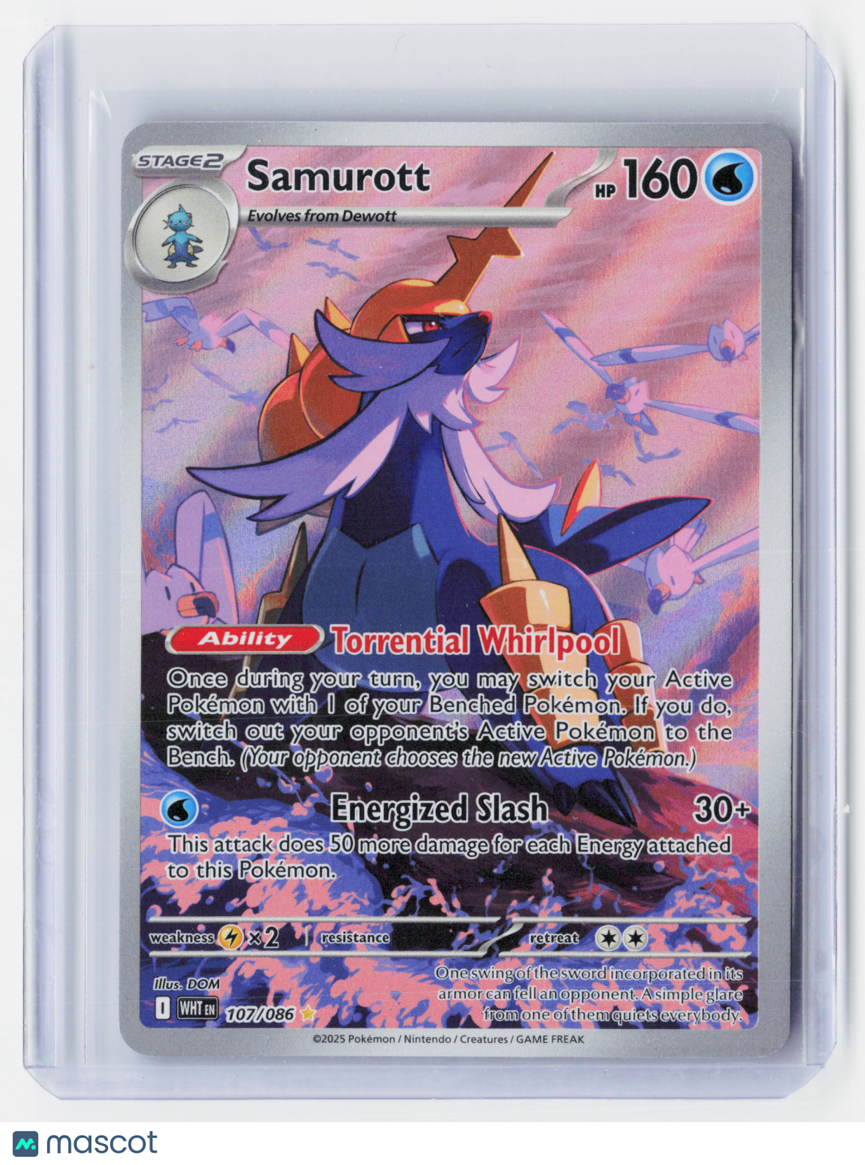 2025 Pokemon—Samurott #107/086 White Flare—Illustration Rare Foil