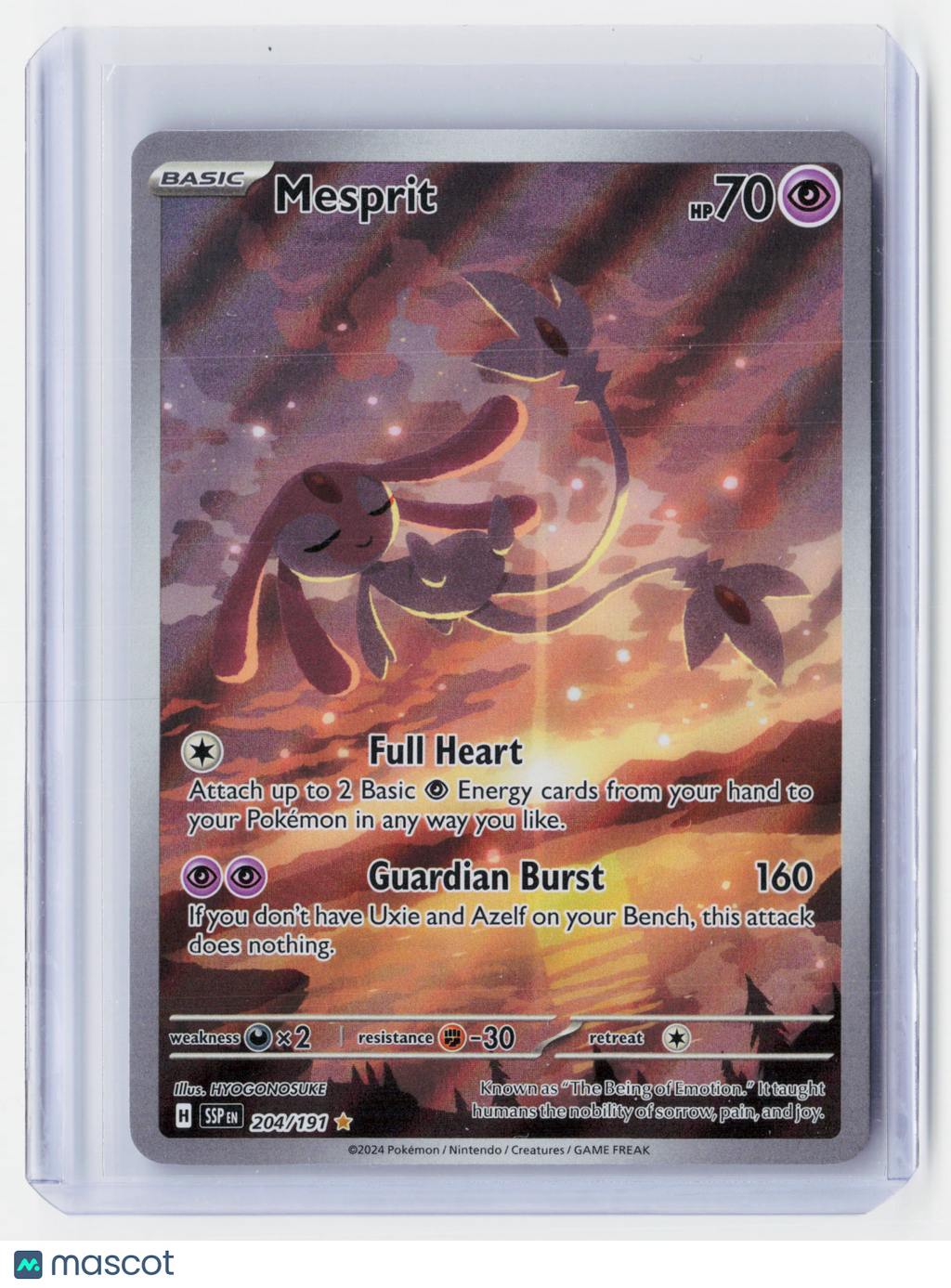 2024 Pokemon—Mesprit #204/191 Surging Sparks—Illustration Rare Foil