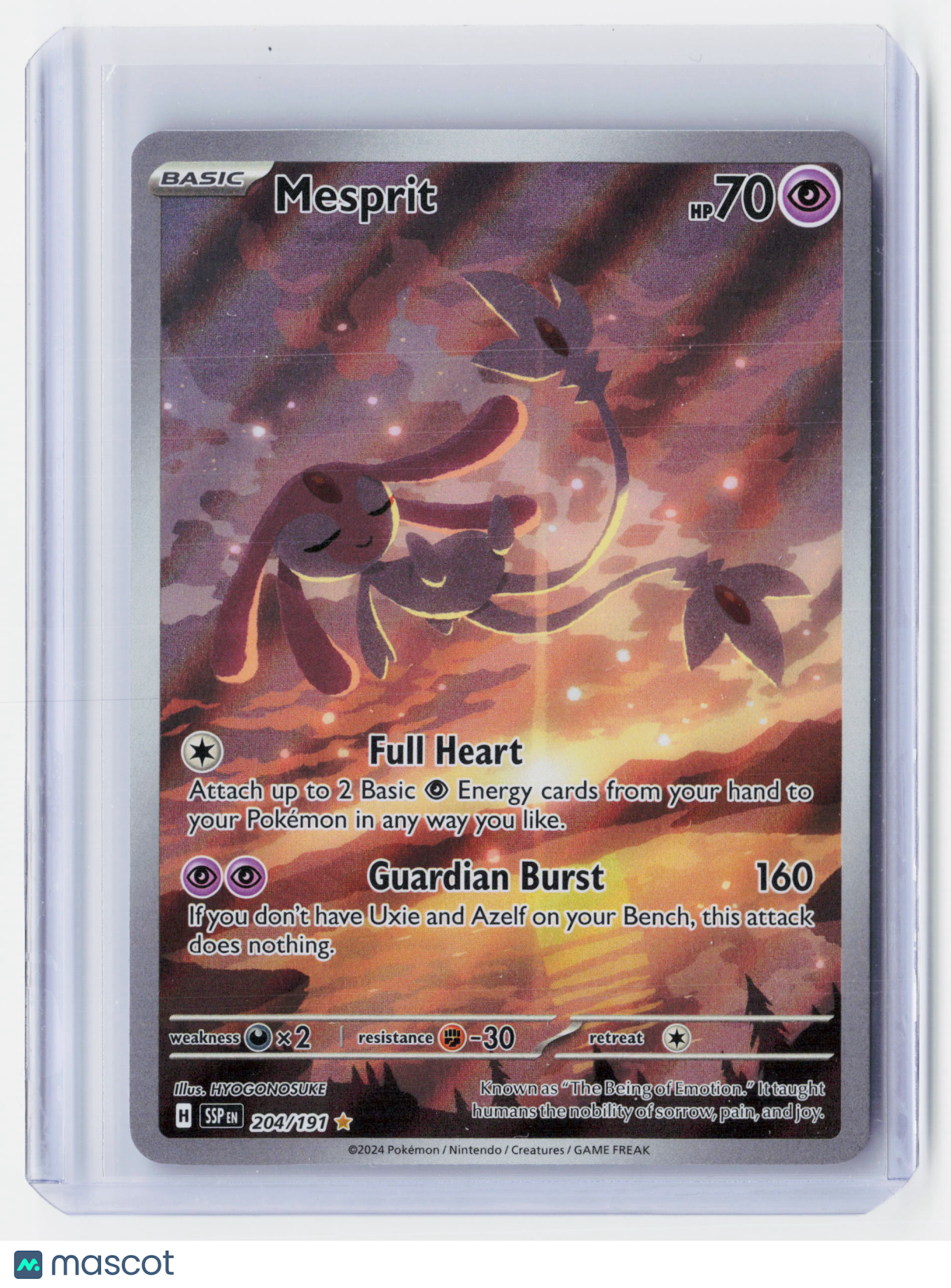 2024 Pokemon—Mesprit #204/191 Surging Sparks—Illustration Rare Foil