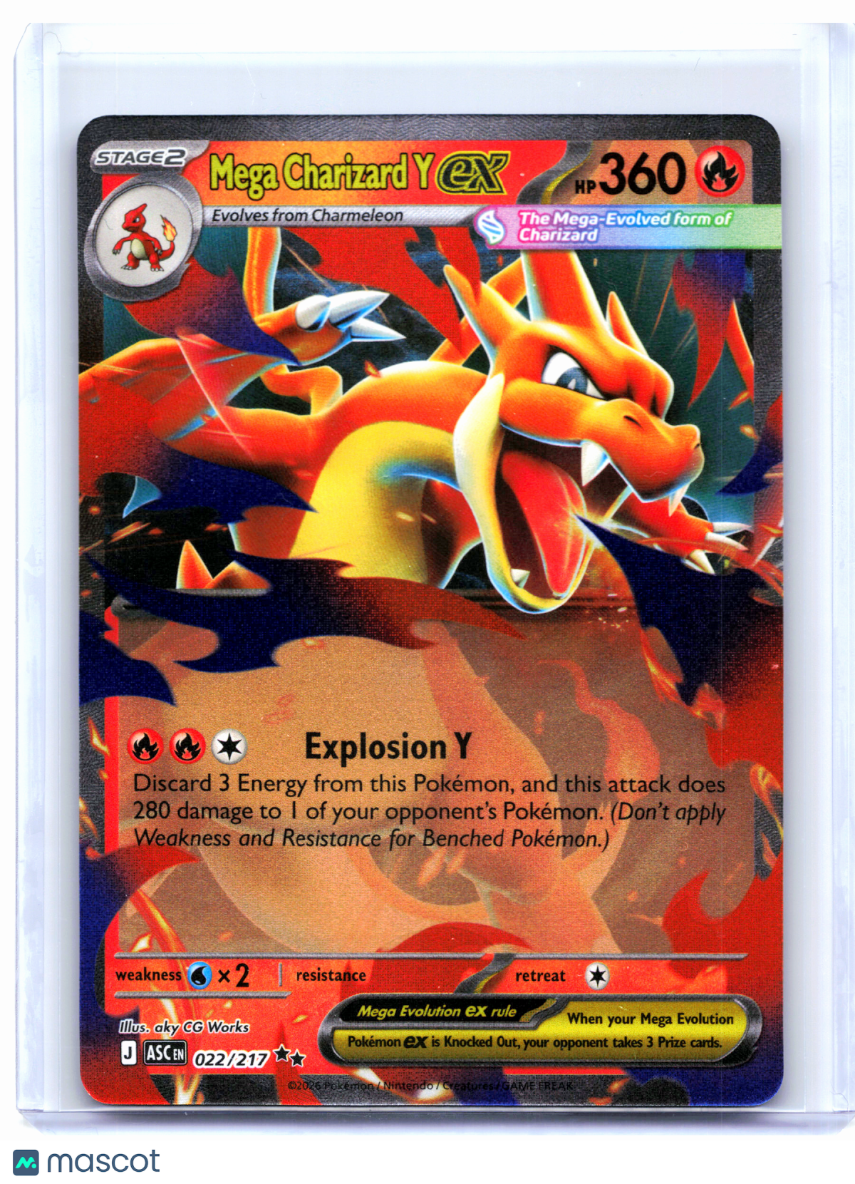 2026 Pokemon—Mega Charizard Y ex #022/217 Ascended Heroes—Double Rare Holo