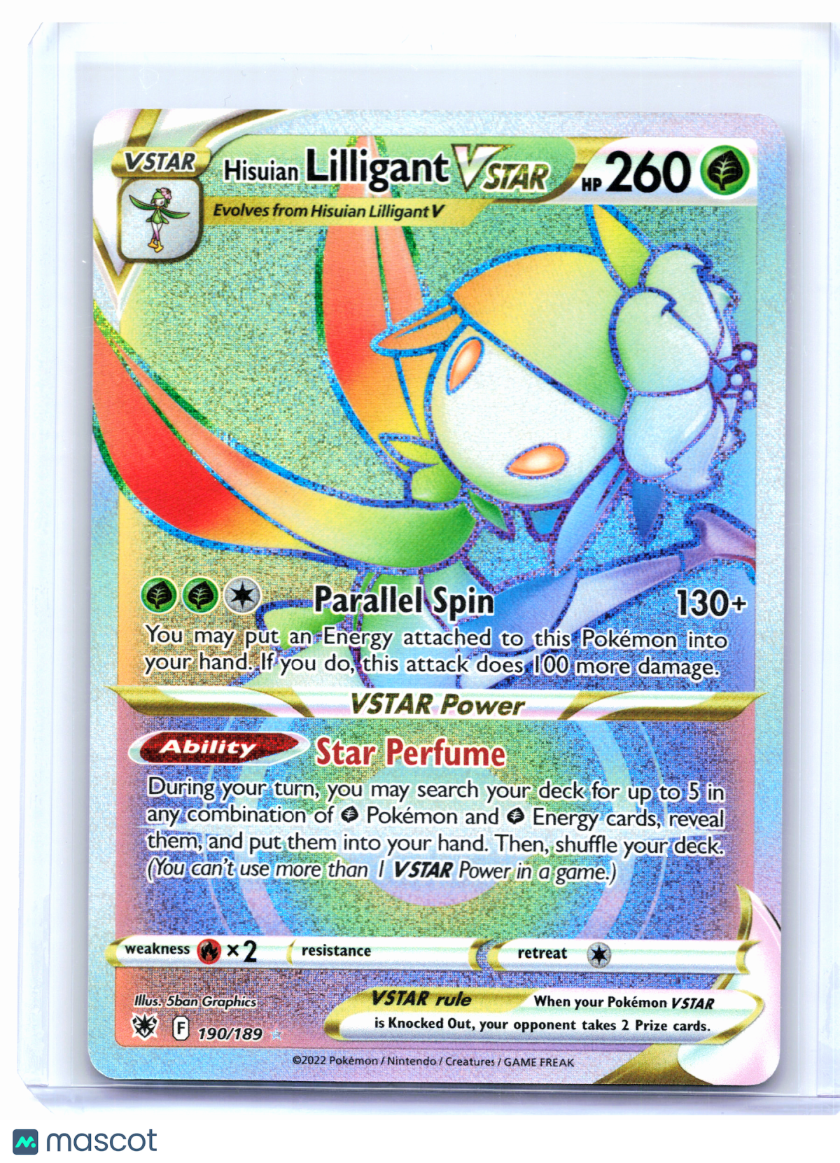 2022 Pokemon—Hisuian Lilligant VSTAR (Secret) #190/189 ASR—Secret Rare Rainbow