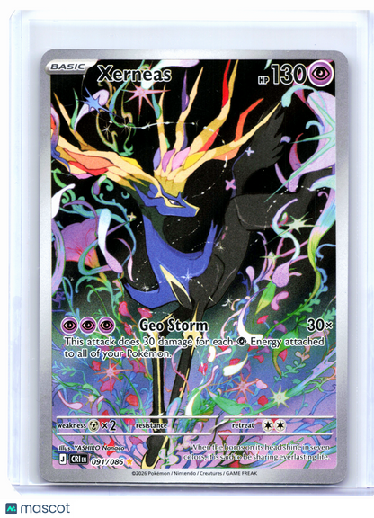 2026 Pokemon—Xerneas #091/086 Chaos Rising—Illustration Rare Holo