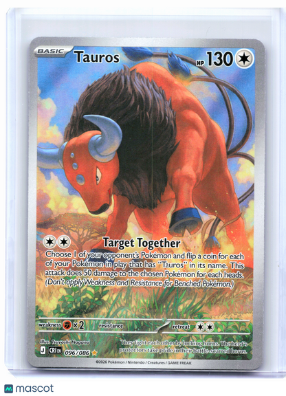 2026 Pokemon—Tauros #096/086 Chaos Rising—Illustration Rare Holo