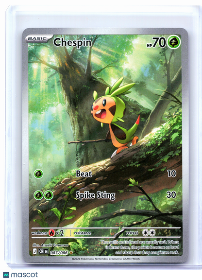 2026 Pokemon—Chespin #087/086 Chaos Rising—Illustration Rare Holo