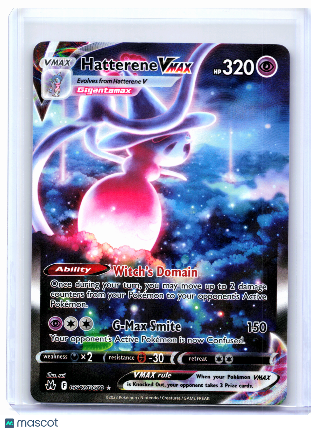 2023 Pokemon—Hatterene VMAX #GG47/GG70 Crown Zenith: Galarian Gallery—Ultra Rare