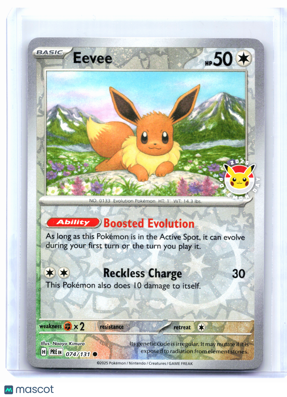 2025 Pokemon—Eevee (Pokemon Day 2025) #074/131 MCAP—Common Reverse Cosmos Holo