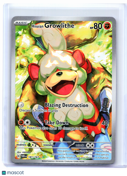 2024 Pokemon—Hisuian Growlithe #181/167 Twilight Masquerade—Illustration Rare