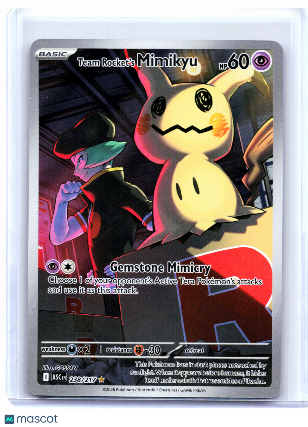 2026 Pokemon—Team Rocket's Mimikyu #238/217 Ascended Heroes—Illustration Rare