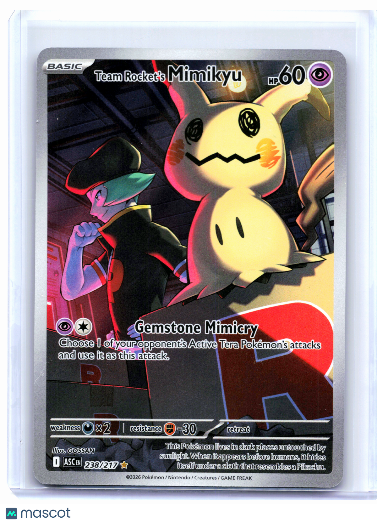 2026 Pokemon—Team Rocket's Mimikyu #238/217 Ascended Heroes—Illustration Rare