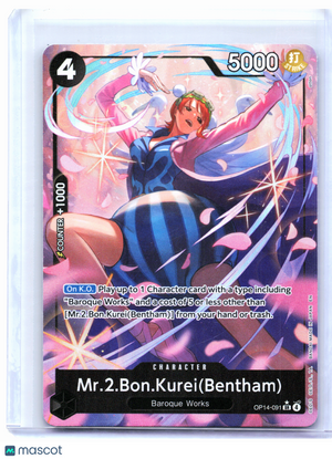2026 One Piece—Mr.2.Bon.Kurei(Bentham) (Alternate Art) #OP14-091—Super Rare Foil