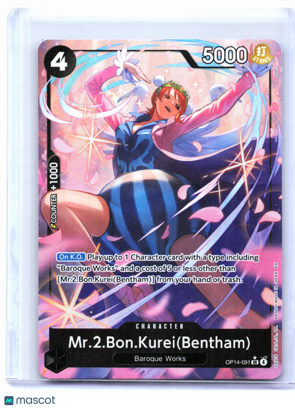 2026 One Piece—Mr.2.Bon.Kurei(Bentham) (Alternate Art) #OP14-091—Super Rare Foil