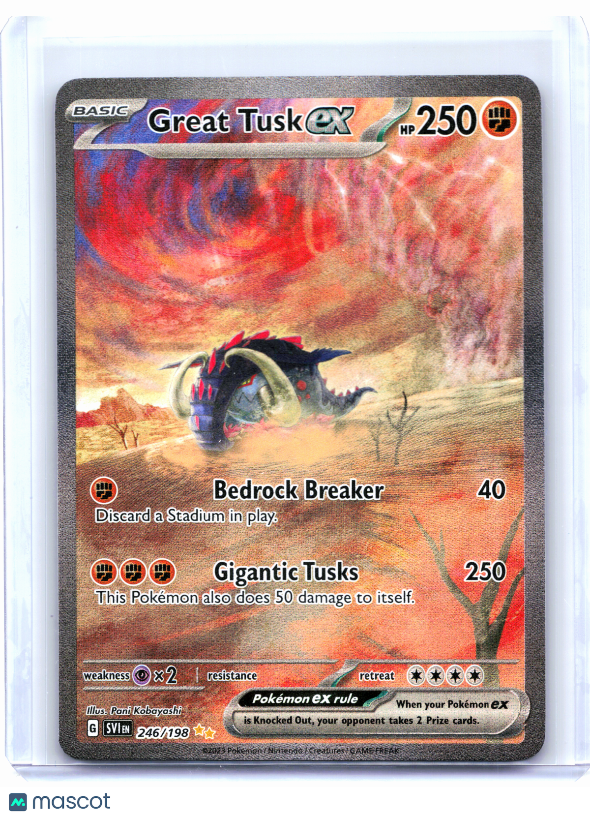2023 Pokemon—Great Tusk ex #246/198 Scarlet & Violet Base Set—SIR Holo