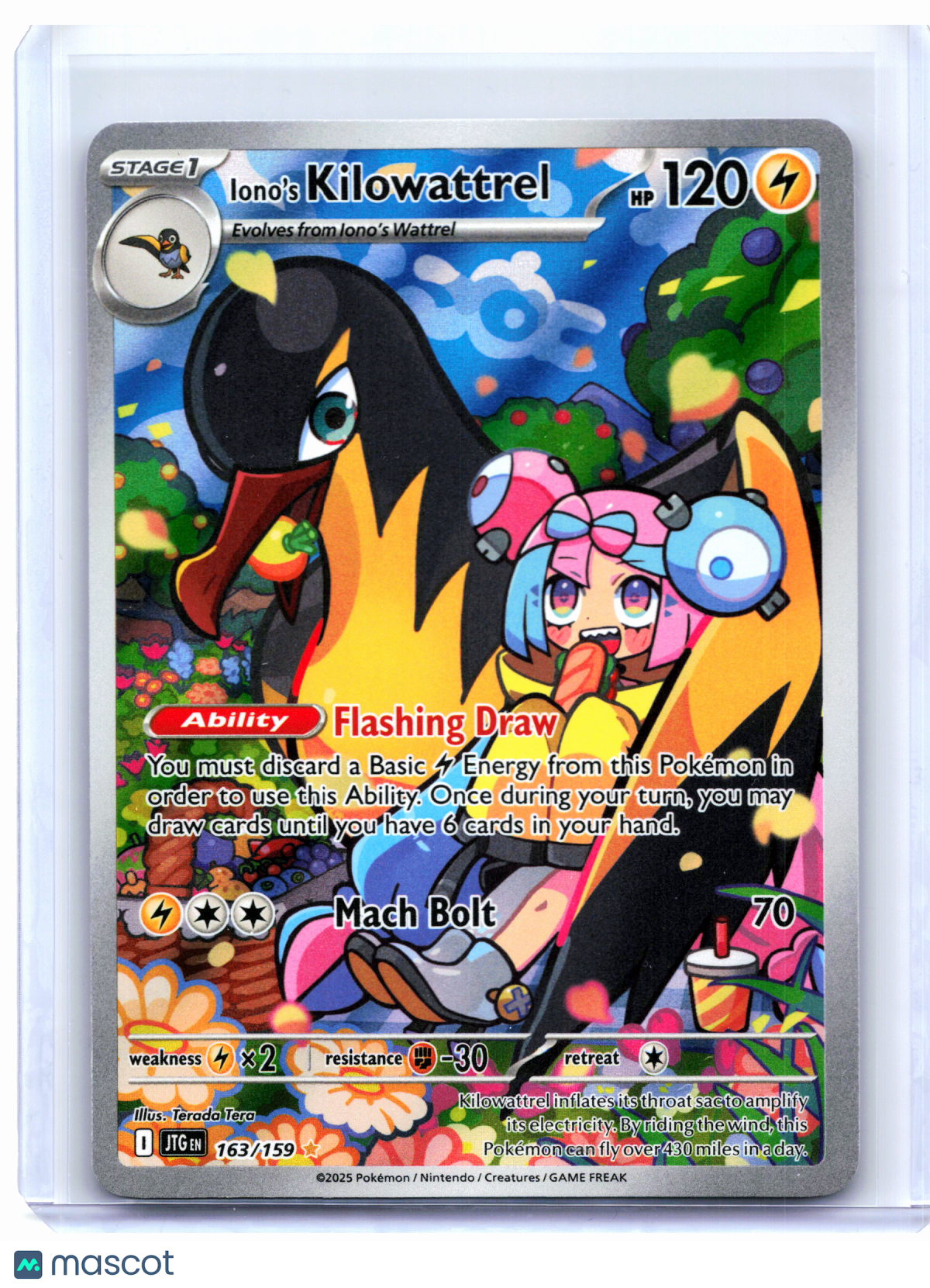 2025 Pokemon—Iono's Kilowattrel #163/159 Journey Together—Illustration Rare [LP]